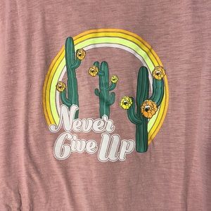 Lane Bryant Short Sleeve Graphic Tee Never Give Up Southwest Cowgirl Cactus